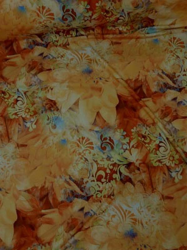Lycra fleur de nenuphar teintes aurore et corail 1 