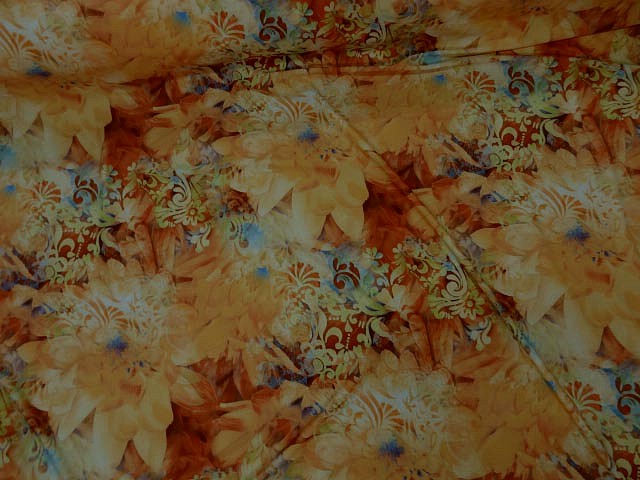 Lycra fleur de nenuphar teintes aurore et corail 1