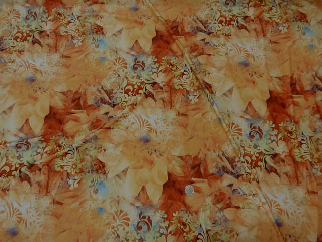 Lycra fleur de nenuphar teintes aurore et corail 2