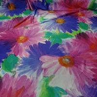 Lycra fleurs de gerbera rose et indigo 1 