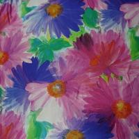 Lycra fleurs de gerbera rose et indigo 2 