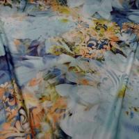 Lycra fleurs de nenuphar teinte bleu 2 