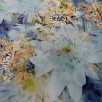 Lycra fleurs de nenuphar teinte bleu 3 