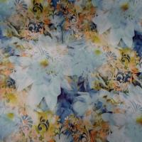Lycra fleurs de nenuphar teinte bleu 4 