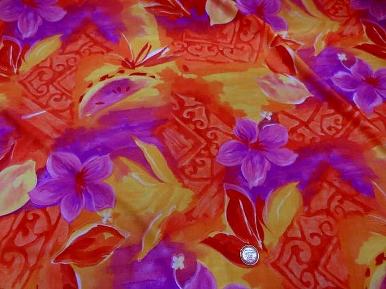 Lycra fleurs exotiques rose magenta 1