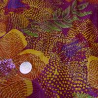 Lycra framboise motif fleurs pointillisme 2 