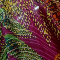 Lycra framboise motif fleurs pointillisme 3 
