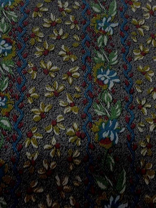 Lycra imprime faux tissage diagonal fleuri 1 