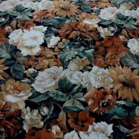 Lycra imprime fleurs ton de terre 1