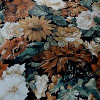 Lycra imprime fleurs ton de terre 2