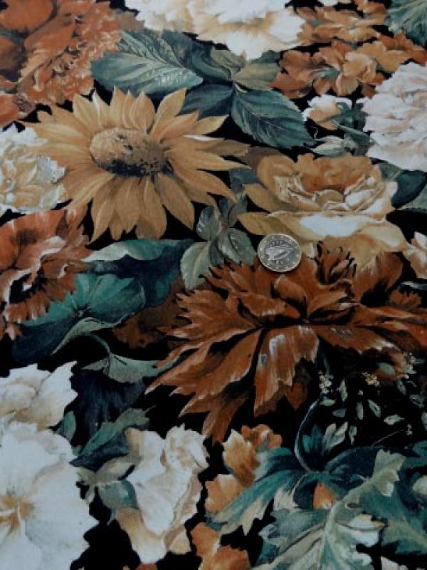 Lycra imprime fleurs ton de terre 2 