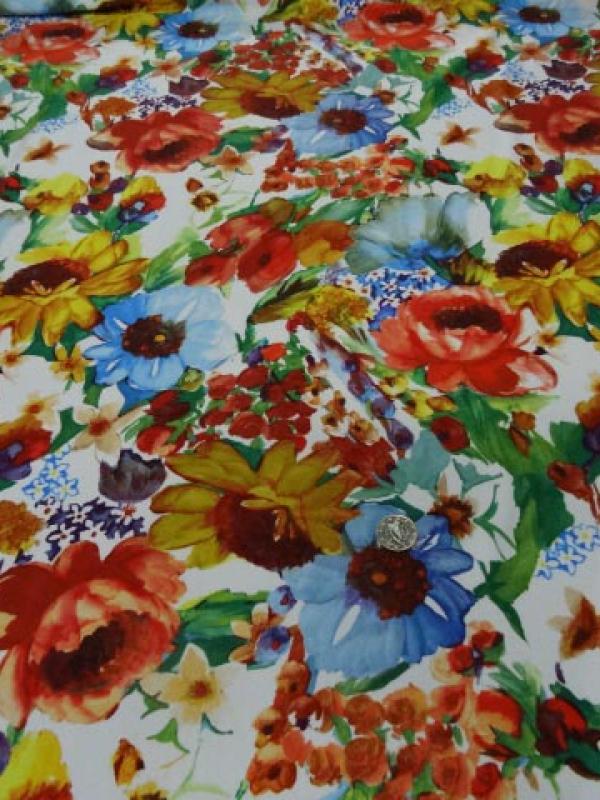 Lycra imprime fleurs vives 1 