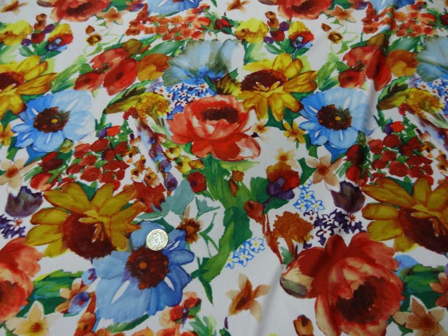 Lycra imprime fleurs vives 2