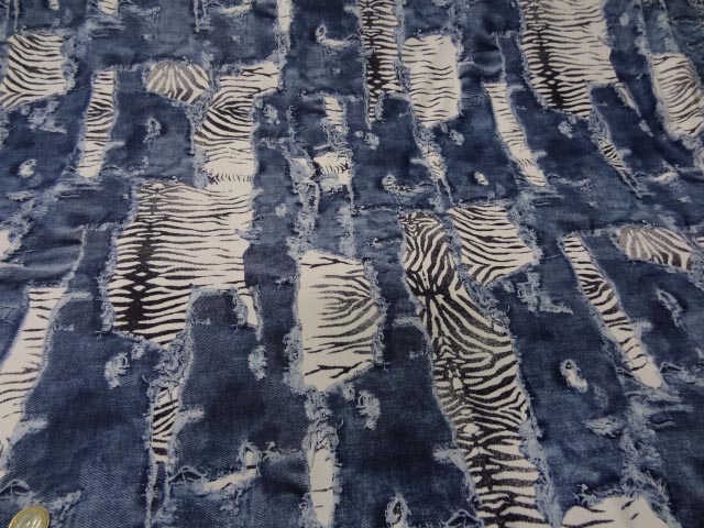 Lycra imprimé jean dévoré zèbre 5