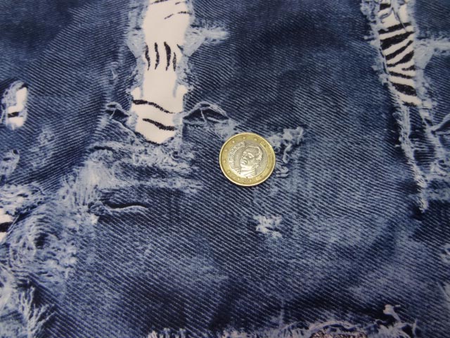 Lycra imprimé jean dévoré zèbre 7