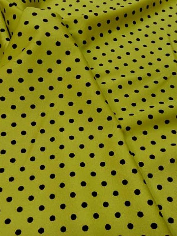 Lycra jaune wasabi pois noirs fins 1 