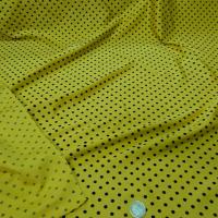 Lycra jaune wasabi pois noirs fins 2 