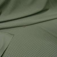 Lycra kaki clair pois noirs fins 1