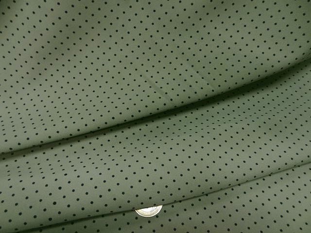 Lycra kaki clair pois noirs fins 2