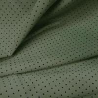 Lycra kaki clair pois noirs fins 4