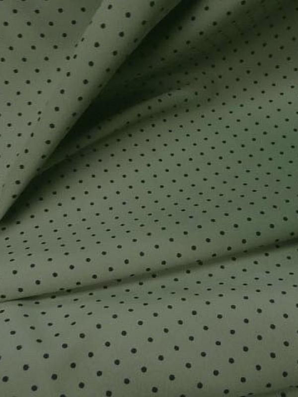 Lycra kaki clair pois noirs fins 4 