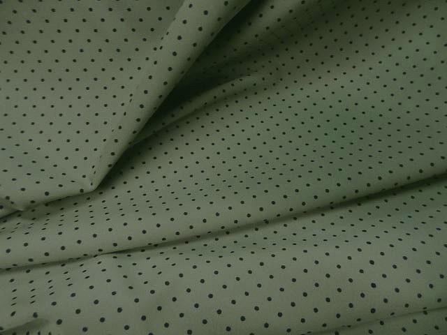 Lycra kaki clair pois noirs fins 4
