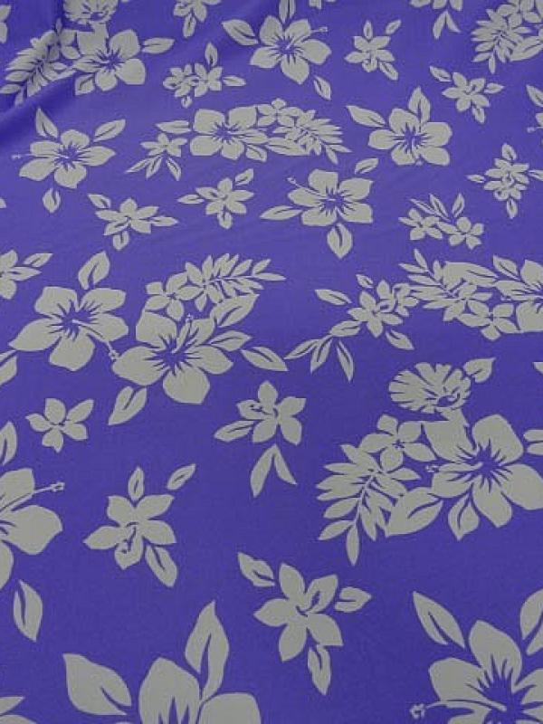Lycra lavande fleurs hawaiennes blanches 1 