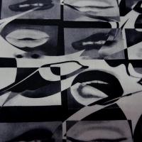 Lycra lips carres noir et blanc 