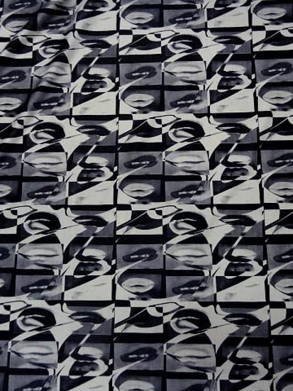 Lycra lips carres noir et blanc 1 