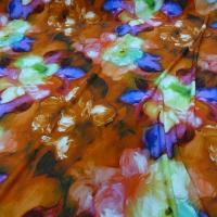 Lycra marron tanne fleurs floutees 2