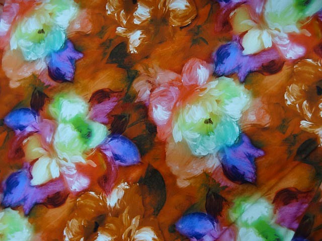 Lycra marron tanne fleurs floutees 3