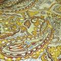 Lycra motif cachemire ocre jaune 1