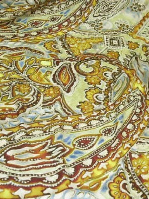 Lycra motif cachemire ocre jaune 1 