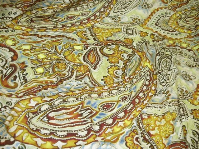 Lycra motif cachemire ocre jaune 1