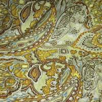 Lycra motif cachemire ocre jaune 2 