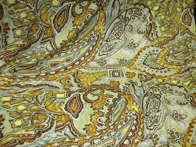 Lycra motif cachemire ocre jaune 2