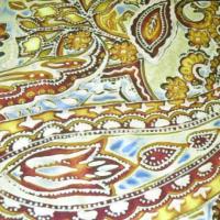 Lycra motif cachemire ocre jaune 3