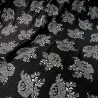 Lycra noir fin application motif roses grises en relief 1