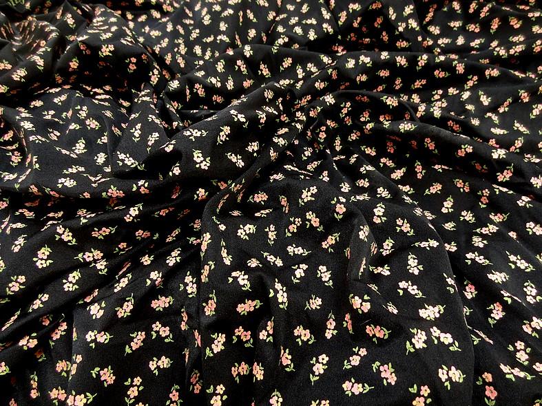 Lycra noir fin fleuri 1