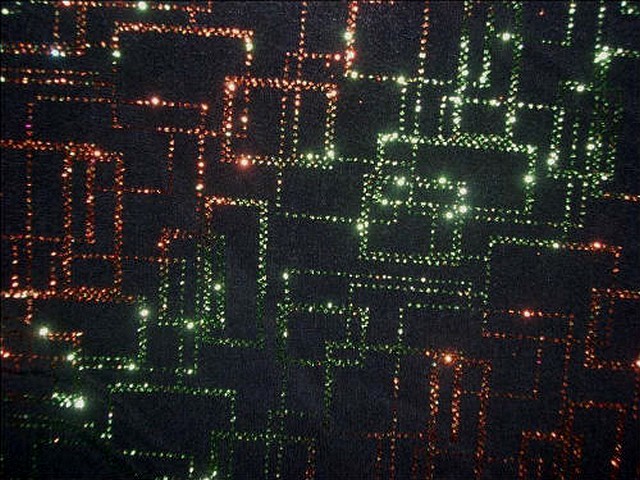 Lycra paillettes matrice orange-vert 3