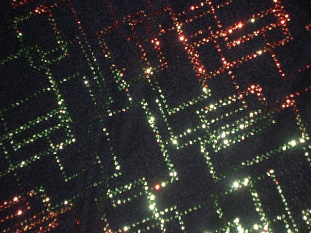 Lycra paillettes matrice orange-vert 1