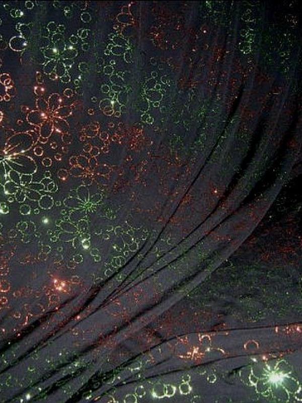 Lycra paillettes raye flowers orange vert 2 