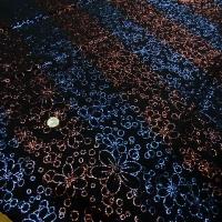 Lycra paillettes rayures flowers orange bleu 2 