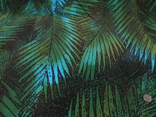 Lycra maillot de bain marron feuillage vert-turquoise 1