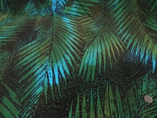 Lycra maillot de bain marron feuillage vert-turquoise 1