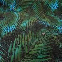 Lycra maillot de bain marron feuillage vert-turquoise 2