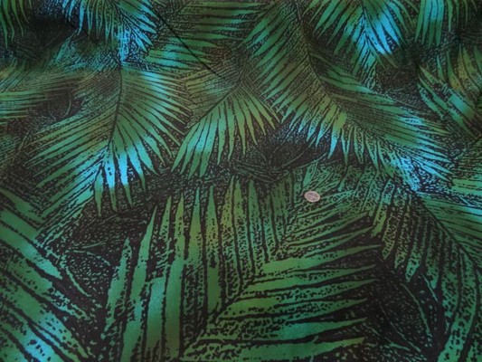 Lycra maillot de bain marron feuillage vert-turquoise 2