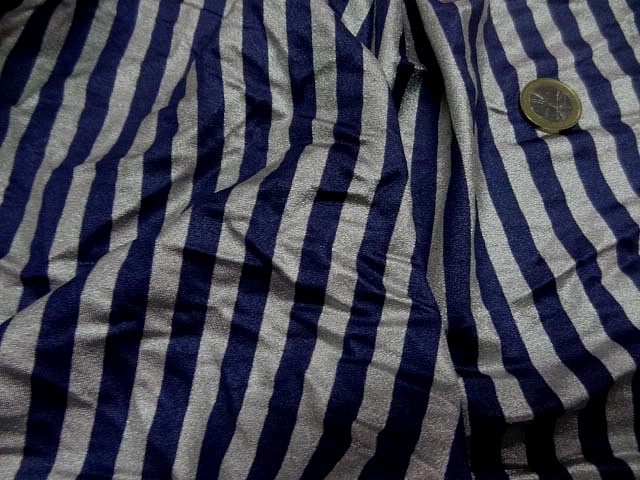 Lycra raye bleu nuit et gris metal 2
