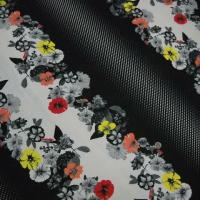 Lycra raye effet clair obscur et fleurs 2 