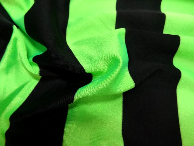 Lycra rayures bagnard larges vert pomme et noir 1